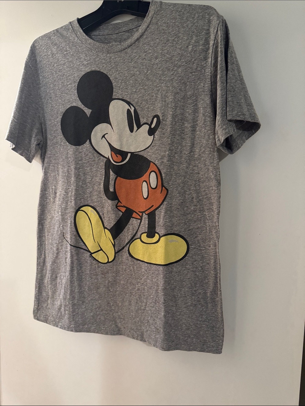 Disney Gray T-Shirt with Mickey Mouse Graphic (Yellow, Orange, Black)